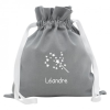Petit sac à doudou personnalisé - COLOMBE – Gris Motif flocage : Baguette
