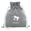 Petit sac à doudou personnalisé - COLOMBE – Gris Motif flocage : Princesse Grenouille