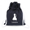 Petit sac à doudou personnalisé - COLOMBE – bleu marine Motif flocage : Princesse