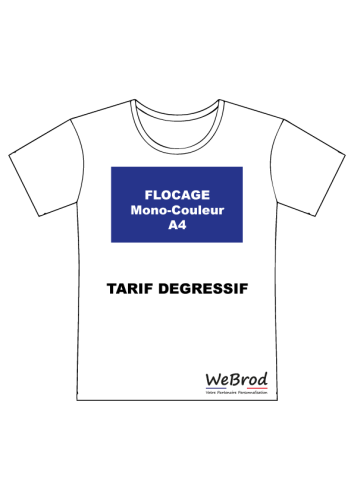 prix Flocage face ou dos unitaire maillot t-shirt